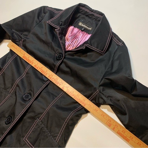 Dollhouse Women's Long Pea coat Black Pink Lining Small Y2K Button Up - Picture 5 of 10